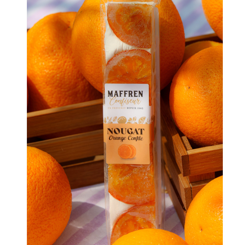 Barre nougat tranches d'oranges confites